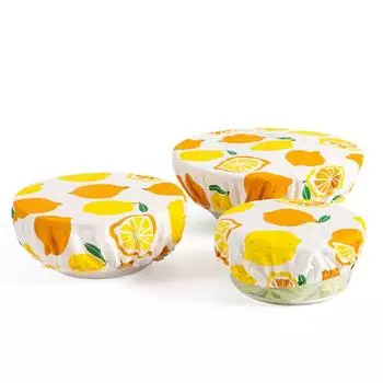 3Pcs/set Cotton Bowl Cover Washable Reusable Salad Bowl Dust Fresh-keeping Fruit Printed Food Wraps Cloth лимон