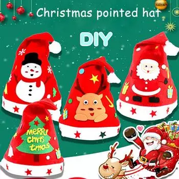 3Pcs/Set Craft Kit Creative Cartoon New Christmas Hat Personality Non-woven Toys Handmade For Children High Quality 3Pcs