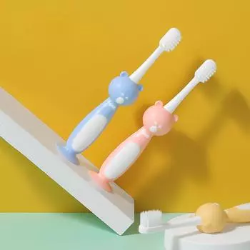 3 шт./набор милый мультяшный медведь ультра мягкая зубная щетка 360 зубная нить детская обучающая зубная щетка очиститель зубов уход за полостью рта 3-6 лет