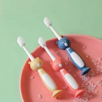 3 шт./набор милый мультяшный медведь ультра мягкая зубная щетка 360 зубная нить детская обучающая зубная щетка очиститель зубов уход за полостью рта 3-6 лет