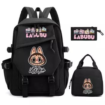 3Pcs/set Cute Printed Backpack Pencil Case Lunch Bag Teenager Student Girl Boy Schoolbag Women Travel Laptop Bag Mochila