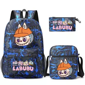 3Pcs/set Cute Printed Backpack with Shoulder Bag Pencil Case Student Girl Boy Schoolbag Large Capacity Bookbag Travel Bag