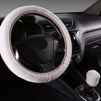3pcs/Set Faux Wool Thick Auto Car Steering Wheel Plush Cover Soft Wool Winter For Steering Wheel Diameter 38cm (14.96 ) чёрный