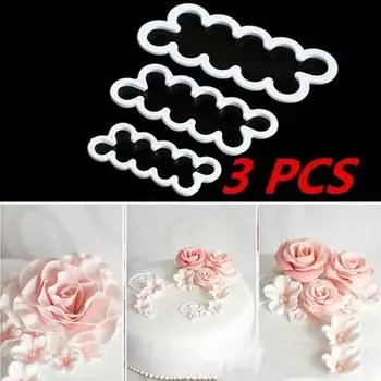 3Pcs/Set Flower Cake Molds Rose Flower Fondant Cutter Cake Decorating Tools Molds Sugarcraft Biscuit