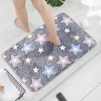 3pcs/set Fluorescent Printed Bathroom Mat Machine Washable Flannel Bathmat for Home Toilet Surround Mat Wash Room Decoration Mat
