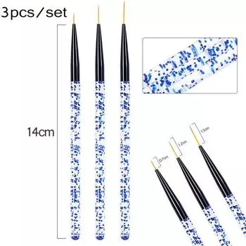 3PCS/Set Nail Art Line Painting Pen Тонкие 3D Советы Акриловые УФ-гелевые кисти Маникюрный набор