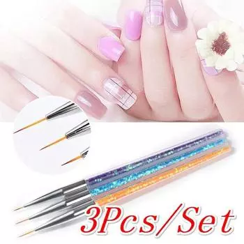 3pcs/Set Nail Art Tips Striping Drawing Painting Liner Pen Manicure Tool