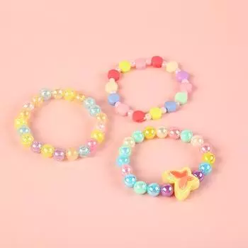 3pcs/set Princess Sweet Girl Bracelet Macaron Color Kids Butterfly Bracelet Female blue&pink butterfly