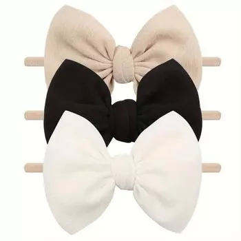 3pcs/set Soft Bows Elastic Nylon Headband for Girls Bowknot Infant Cute Hair Clip Kids Toddlers Hair Bands Hair Accessories