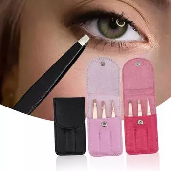 3Pcs/Set Stainless Steel Eyebrow Clips Non-slip Creative Flat Slanted Pointed Eyelash Extension Lift Curlers чёрный