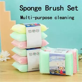 3PCS/Set Thickened Dishwasher Sponge Brush High-Density Sponge-Block Kitchen Supplies Brush-Bowl-Cloth Hundreds Of Clean Cloth 3 Pcs-Set