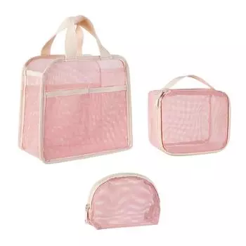 3Pcs/set Transparent Transparent Makeup Pouch Zipper Travel Storage Bag Bathroom Shower