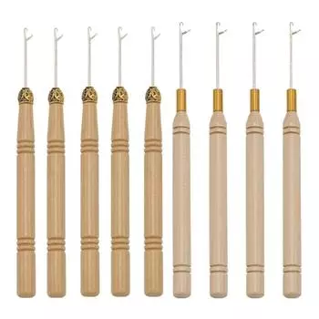 3pcs/set Wooden Handle Hook Needles Knitting Micro Hook Sewing Tools Crochet Hook for Making Wigs B