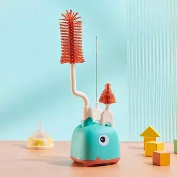 3PCS Silicone Bottle Cleaning Brush Baby Pacifier Straw Scrubber Small Brush 360 Degree Glass Cup Washing Brush Tool Set