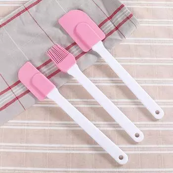 3Pcs Silicone Cream Scraper DIY Bread Cake Butter Spatula Mixer Oil Brush Non-Stick Baking Pastry Cream Spatula Kitchen Utensils