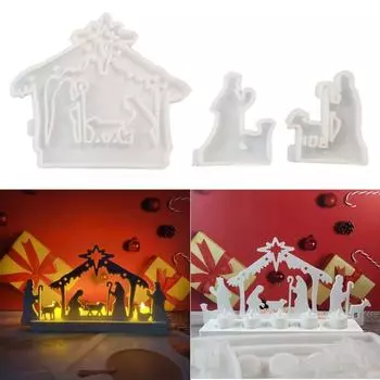 3pcs Silicone Molds Jesuses Baptism Castings Molds Religious Resin Molds Candle Molds Handmade Soap Molds For Candle Making белый