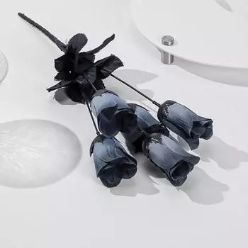3pcs Silk 5 Heads Rose Flower Outdoor Bouquet Vase Artificial Flower Home Living Room Weding Festival Decoration серый