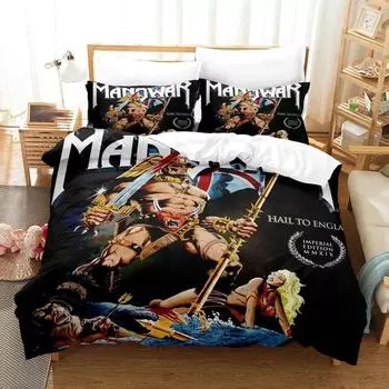 3PCS Single-sided Printed Quilt Cover Heavy Metal Band Printed Bedding Sets Comfortable Bedspreads ComforterDuvet Birthday Gift 70x133cm 2pcs