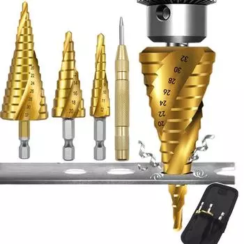 3pcs Spiral Grooved Drill Bits 3-12 4-12 4-20 Drilling Power Tool Metal Stainless Steel Wood Hole Cutter Cone Fast Drill Bit Set