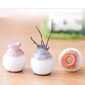 3pcs Super Mini Vase Miniature Craft Doll House Decor Fairy Garden Miniatures DIY Desktop Ornament random color