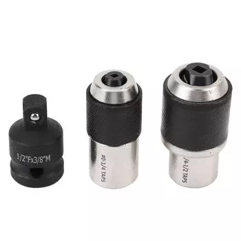 3Pcs Tap Socket Set 3/8 Drive with 6-1/4in 1/4-1/2in Adjustable Jaws Extractor Tool with Adapter