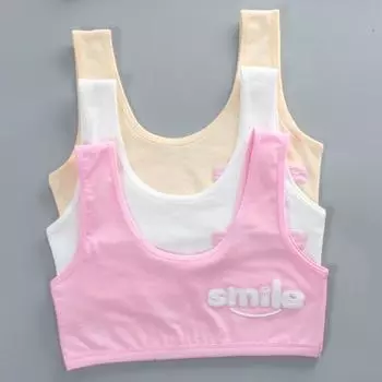 3 шт. Тренировочные бюстгальтеры для девочек-подростков, детское нижнее белье для детей, дышащие бюстгальтеры для девочек-подростков, развивающие бюстгальтеры one size белый