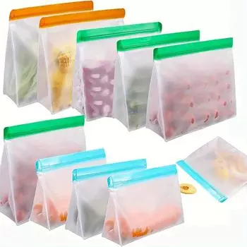 3pcs Transparent Frosted PEVA Food Preservation Bag, Snack Packaging and Storage, Refrigerator Freezer Sealed Food Storage Bag