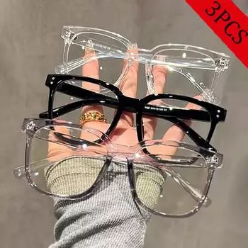 3pcs Unisex Classic Square Fashion Clear Glasses for Daily Office Photo Clothing Accessories