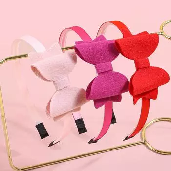 3pcs Valentine s Day Headbands for Girls Pink Red Glitter Hair Bows Hairbands for Kids Valentine s Day Party Hair Accessories