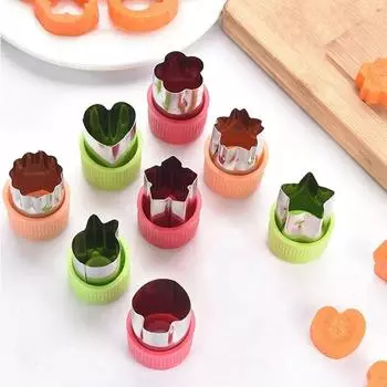 3Pcs Vegetable Fruit Cutter Mold Stainless Steel Rice Food Decor Cutter With Plastic Handle Fondant Cake Cookie Plunger Mould