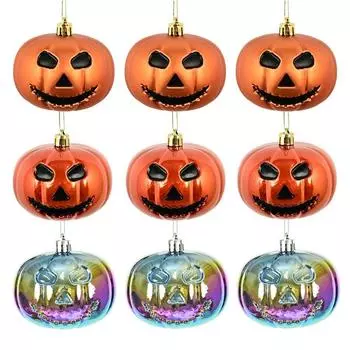 3pcs Vintage Pumpkin Hanging Ornaments Spooky Halloween Tree Decorations Haunted House Style 3