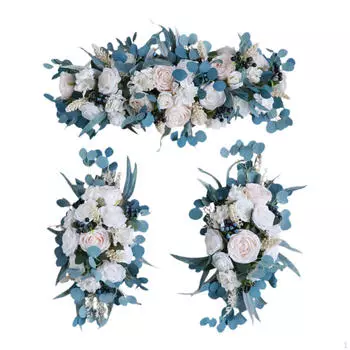 3Pcs Wedding Arch Flowers Welcome Sign Decoration Handmade Artificial Flower Swag Garland