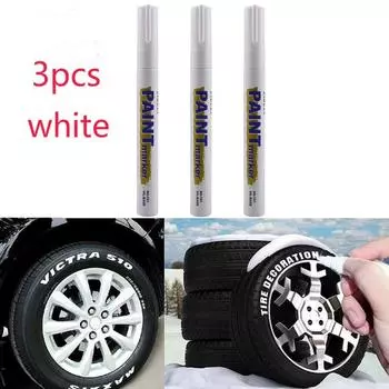 3pcs White Paint Pen Paint Markers Waterproof Car Tyre Set Dry And Paint Permanent Pen Oil-Base K2I1 white-3PCS