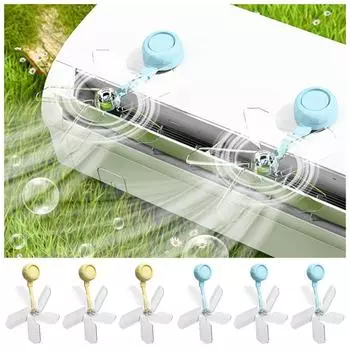 3Pcs Windmill Shaped Conditioning Guide Fan Suction Cup Air Conditioner Vent Fan Study Room синий