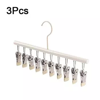 3Pcs Windproof Clothes Drying Hanger Stainless Steel Underwear Drying Clips Student бежевый