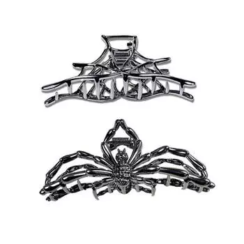 3Pcs Women Hair Claws Spider Bat Skull Hand Shape Hair Clips Anti-slip Teeth Back Head Hair Barrettes Hair Styling Accessories L