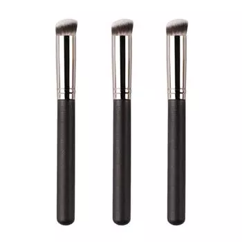 3Pcs Women Makeup Brush with Long Handle Portable Professional Slanted Top Synthetic Soft Bristles Foundations Concealer Blending Cosmetic Brush A
