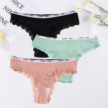 3шт женские стринги трусики стринги хлопок женское нижнее белье женские с низкой талией сексуальные стринги женские нижнее белье стринги нижнее белье таньга M