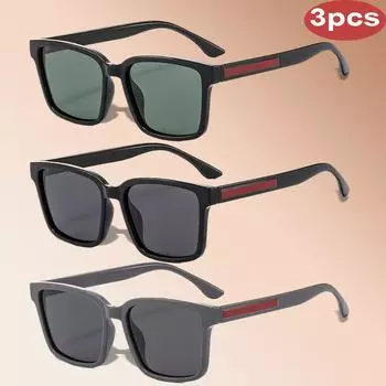 Мужские и женские поляризованные квадратные солнцезащитные очки из 3 предметов для вождения, солнцезащитные очки с защитой UV400, очки для активного отдыха, рыбалки