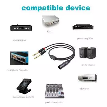 3Pin Male o 2x 1/4inch Y Splitters Cable,Male 3Pin o Double 6.35mm Mono S Music Converters Adapters Cord 100CM