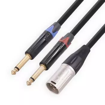3pin XLR To Dual 6.35mm Cable Accessories XLR Male To Dual 6.35mm Male Cable # 1m