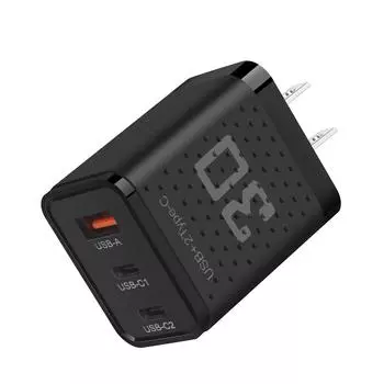 3Ports USB 2Type C Charger Fast Charging Wall Charger Quick Charge For iPhone Samsung Xiaomi Mobile Phone Adapter US Plug Black