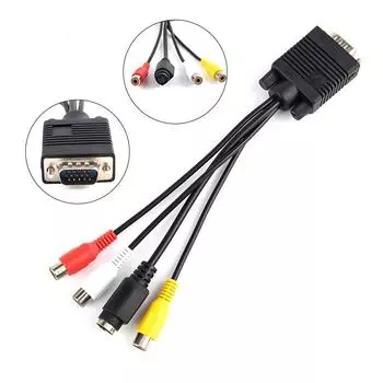 3Rca Кабель-переходник VGA в видео Tv Out S-Video AV-адаптер VGA в VGA-кабель