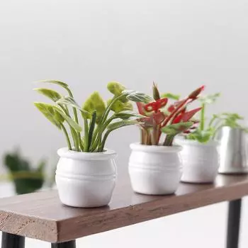 3шт 1:12 кукольных миниатюрных растений в горшках, модель кукольного дома, украшение для растений, микроландшафтный садовый декор, аксессуары