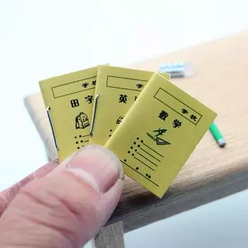 3шт 1:12 Миниатюрных тетрадей для кукольного домика Мини-книжки для занятий по китайской математике и английскому языку Бумажный блокнот Модель Сцены из жизни Декор Подарок