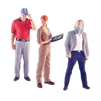 3шт 1:64 масштаба женские мужские фигурки мужчина в шляпе крошечные люди модель костюм для макета песчаной железнодорожной станции
