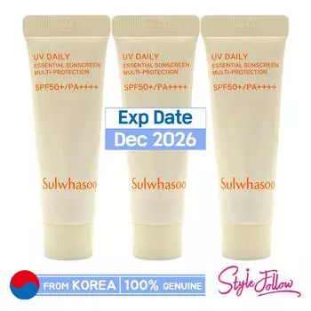 3шт/30мл_[SULWHASOO] UV Daily Essential Sunscreen Multi-Protect 10мл (SPF50 + / PA ++++) Образец 10ml X 3pcs (30ml)