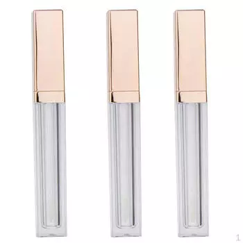 3шт 4 мл пустые тюбики для макияжа, бутылочки для губ - медный материал, золото