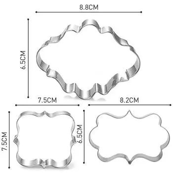 3шт благословение рамка свадебные формочки для печенья из нержавеющей стали прямоугольная квадратная овальная форма для торта из помадки 3Pcs/set
