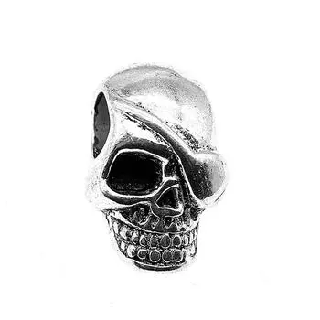 3шт бусины с большим отверстием в форме черепа бусины античное серебро цвет цинковый сплав 19х12мм
